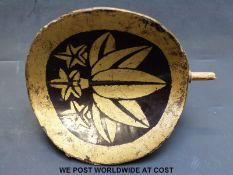 A Japanese Uma-Jirushi military commander's standard finial decorated in gilt with a family crest