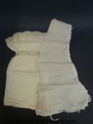Two pairs of early 19thC sleeves, c1825, with fine lace trim, to be worn under a ladies' dress.