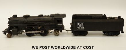 Lionel 0 gauge 2-4-2 locomotive and tender 'Grand Trunk Western' 8040.