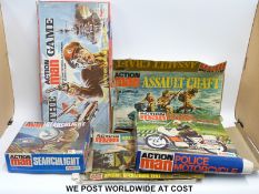 Five Action Man accessories, Assault Craft, Police Motorcylcle, Search Light,