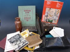 A circa 1950s valve radio for car, various maps, 1920's/30's driving licences,