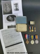 A WWI medal trio one marked Captain T.R.Leonard Leins.R the other marked Major T.R.