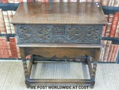 An 18th/19thC carved oak bible box on stand (W69 x D39 x H69cm)