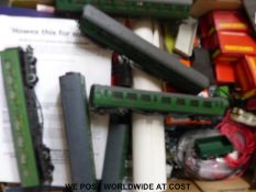 A large collection of Hornby 00 gauge carriages, wagons,