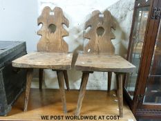 Two 19thC pitch pine chairs