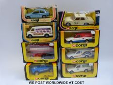 Eight Corgi diecast model vehicles, 334, 411, 431, 495, 503 x2 and 1365,
