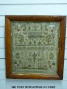 An early Victorian sampler by Mary Ann Short aged 12,