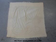 A late Victorian Kashmir shawl with scroll work and foliate embroidered detailing to the edge