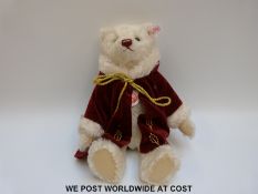 Steiff Original 'Christmas Teddy Bear', 037580, with white mohair, button to ear,