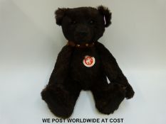Steiff Original 'Teddy Bear', 038266, with dark brown mohair, button to ear,