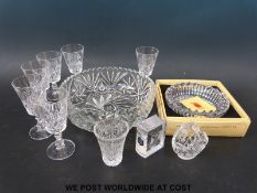 A collection of cut lead crystal glass to include fruit bowl, set of six glasses etc.