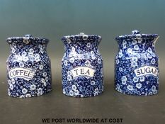 A set of three Burleigh Ware Calico pattern storage jars (16cm tall)
