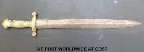 A French Gladius short sword stamped 56 to hilt, further indistinct marks to top of blade and hilt,