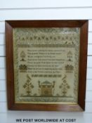 A large early Victorian sampler by Ann Hulley aged 10,
