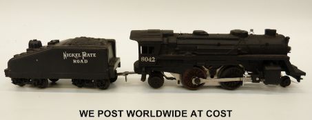Lionel 0 gauge 2-4-2 locomotive and tender 'Nickel Plate Road' 8042.