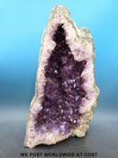 Two amethyst quartz geodes (largest 28cm tall, 20cm wide, weight 8.