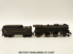 Lionel 0 gauge 2-4-2 locomotive and tender with whistle 'Chesapeake and Ohio'