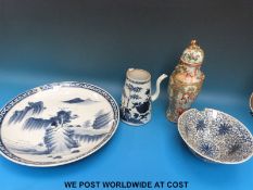 A collection of 19thC and later Chinese ceramics including a large charger, ewer,