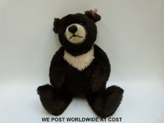Steiff Original Teddy Bear, 'Moon Ted', 662423, with dark brown mohair, button to ear,