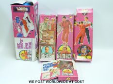 Five Six Million Dollar Man action figures and accessories comprising Six Million Dollar Man,