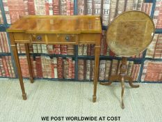 A reproduction hall table with single drawer and a parquetry circular table