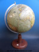 A 105cm circumference worlds globe model 200 by Columbusverlag Paul Oestergaard, K.G.