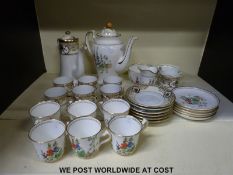 A Tuscan coffee service with milk jug and sugar bowl together with a Noritake example