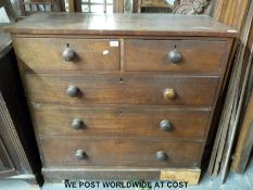 A 19thC mahogany chest of two over three drawers (H106 x W108 x D49cm)