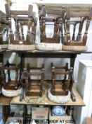 Two oak refectory pub tables and eight stools (H73 x L107 x D61cm)