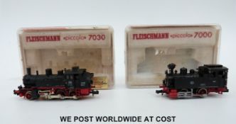 Two Fleischmann Piccolo N gauge tank locomotives, 7000 and 7030,