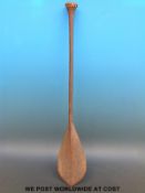 A 19thC Polynesian, Austral Islands ceremonial carved wooden paddle,