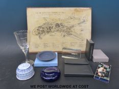 A quantity of British Airways and other Concorde branded collectables to include leather wallet,