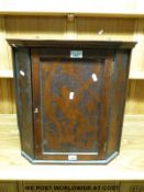 A 19thC poker work corner cupboard (H47 x W45 x D30cm)