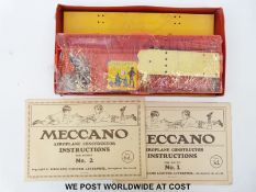 Meccano Aeroplane outfit in part original box together with two sets of instructions outfits No.