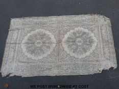 An early 20thC Arabic woven silk throw / bed cover in an Airey & Wheeler box