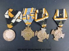 Four Prussian campaign medals, covering the period 1864-1868.