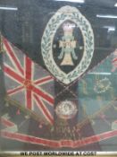 A framed embroidery dated 1875, 