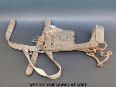 Horse harness with local interest brass or bronze Chalford badge, 'The Woodworkers Co,