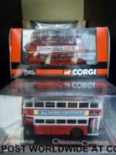 Eleven Corgi Original Omnibus Company (OOC) diecast model buses,