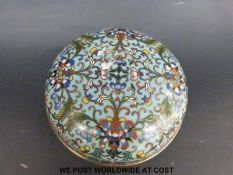 A Chinese Jiaqing period (1796-1820) cloisonné box of circular form,