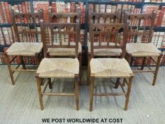 A set of six rush seated chairs