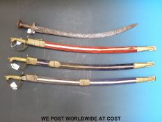 Four various decorative Indian swords