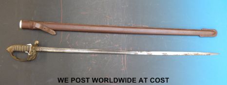 An 1822 pattern British Infantry Officer's sword, decorative etching to blade,