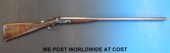 J Marsh de-activated double barrelled side by side shotgun with engraved and named locks and 30in