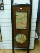 A pair of Chinese panel screens inset with watercolours (H131 x W43cm)