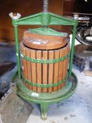 A Vigo FCM-12 fruit or cider press with hopper