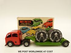 Tri-ang Minic clockwork tin plate Mechanical Horse & Cable trailer,