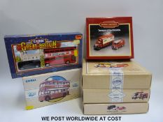 Six Corgi diecast model bus and vehicle sets, all in original boxes.