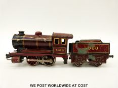 Bing 0 gauge 3 rail electric 0-4-0 LMS locomotive and tender 5060