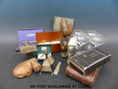 A quantity of collectables to include Agfa folding camera, domino set,